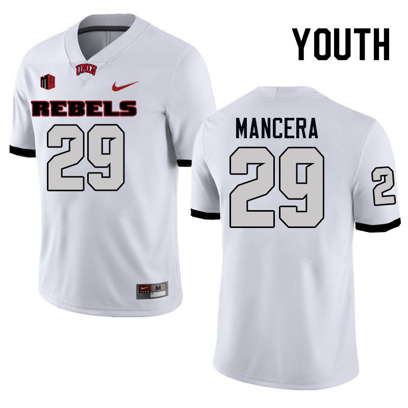 Youth #29 Isaac Mancera UNLV Rebels College Football Jerseys Stitched-White